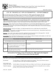 Form ARB-COTA1 City of Toronto Act Application/Appeal - Apportionment - Ontario, Canada