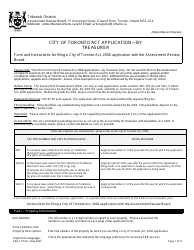 Document preview: Form ARB-COTA6 City of Toronto Act Application - by Treasurer - Ontario, Canada