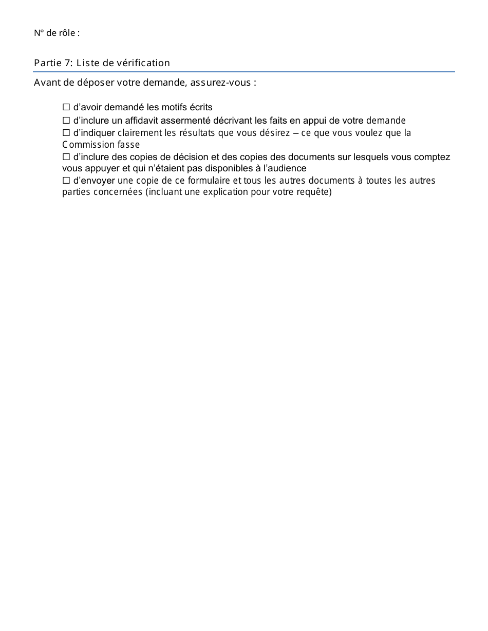 Demande De Reexamen Dune Decision Ou Dune Ordonnance De La Cref - Ontario, Canada (French), Page 3