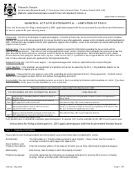 Document preview: Form ARB-M6 Municipal Act Application/Appeal - Limitation of Taxes - Ontario, Canada