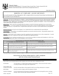Form ARB-M4 Municipal Act Complaint - Vacant Unit Rebate - Ontario, Canada