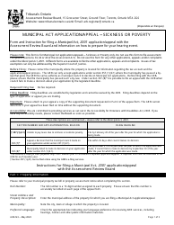 Form ARB-M3 Municipal Act Application/Appeal - Sickness or Poverty - Ontario, Canada
