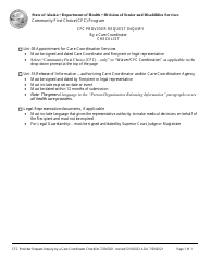 Document preview: Cfc Provider Request Inquiry by a Care Coordinator Checklist - Alaska