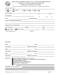 Form IDD-03 Inventory for Client and Agency Planning (Icap) Assessment Information and Consent - Alaska