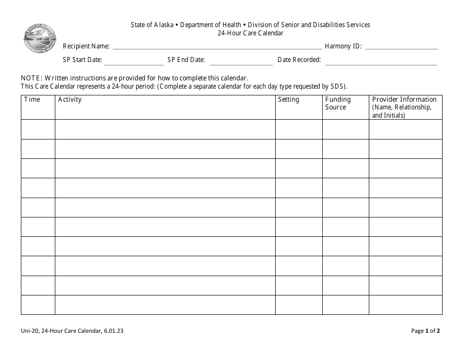 Form UNI 20 Fill Out Sign Online and Download Fillable PDF Alaska Form UNI 20 Fill Out Sign Online and Download Fillable PDF Alaska