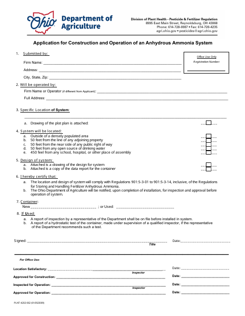 Form PLNT-4202-002  Printable Pdf