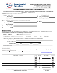 Document preview: Application for Registration of New Pesticide Products - Ohio
