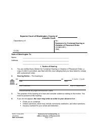 Document preview: Form WPF JU05.0970 Summons for Contempt Hearing Re Violation of Placement Order (Chins/Ary) (Sm) - Washington