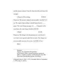 RAP Form 11 Objections to Cost - Washington, Page 2