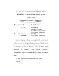 Document preview: RAP Form 2 Notice for Discretionary Review - Washington