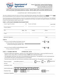 Document preview: Application for New Agricultural Fertilizer Applicator Certificate - Ohio