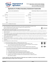 Document preview: Application for Fertilizer Secondary Containment Construction - Ohio