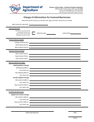 Document preview: Change of Information for Licensed Businesses - Ohio