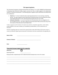 Document preview: Tisa Appeal Application - Tennessee