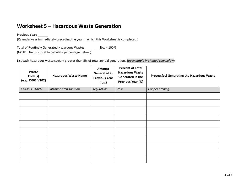 Complete Plan - Worksheets 1-10 - Toxic Use and Hazardous Waste Reduction (Tuhwr) - Vermont, Page 8