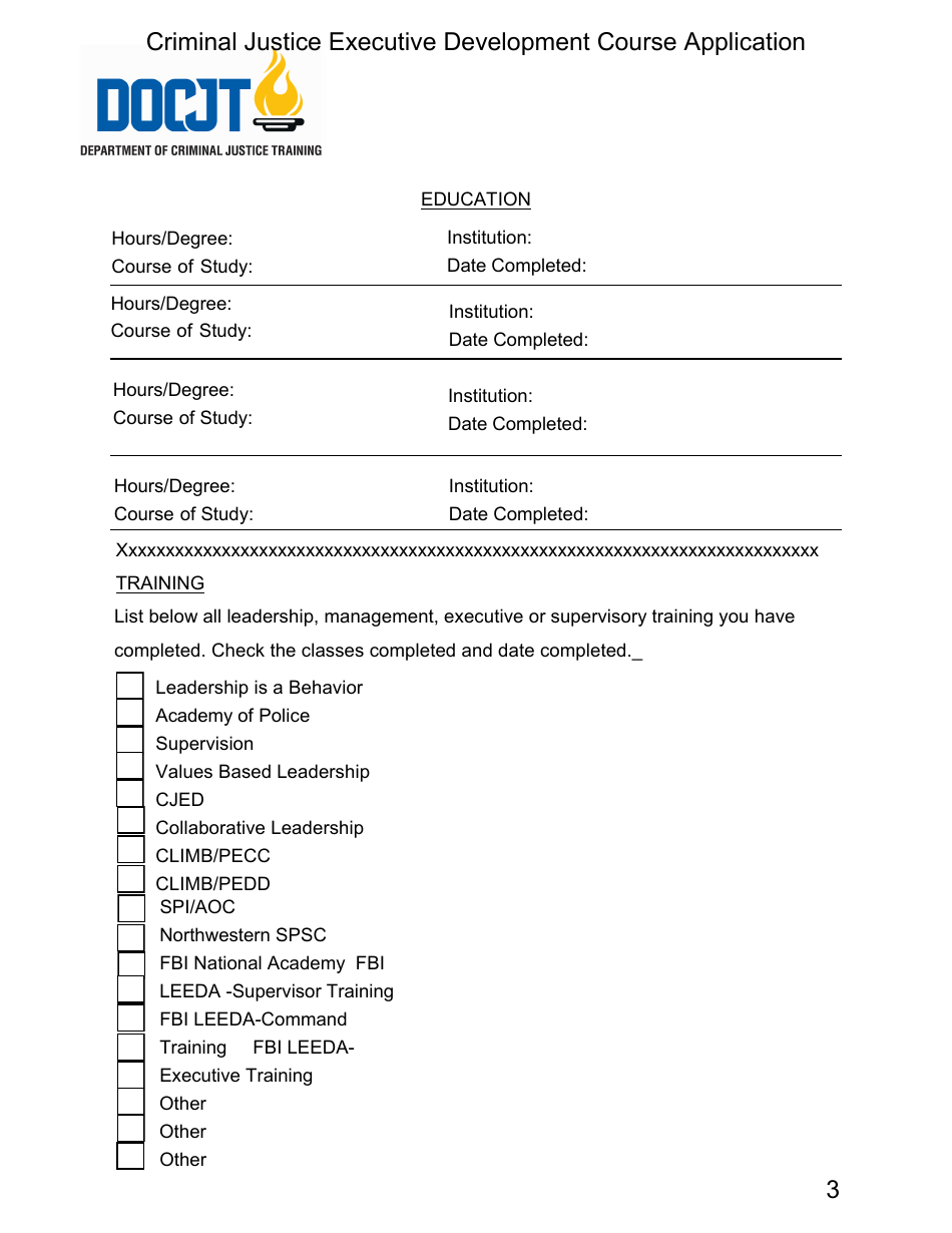 Criminal Justice Executive Development Course Application - Kentucky, Page 3