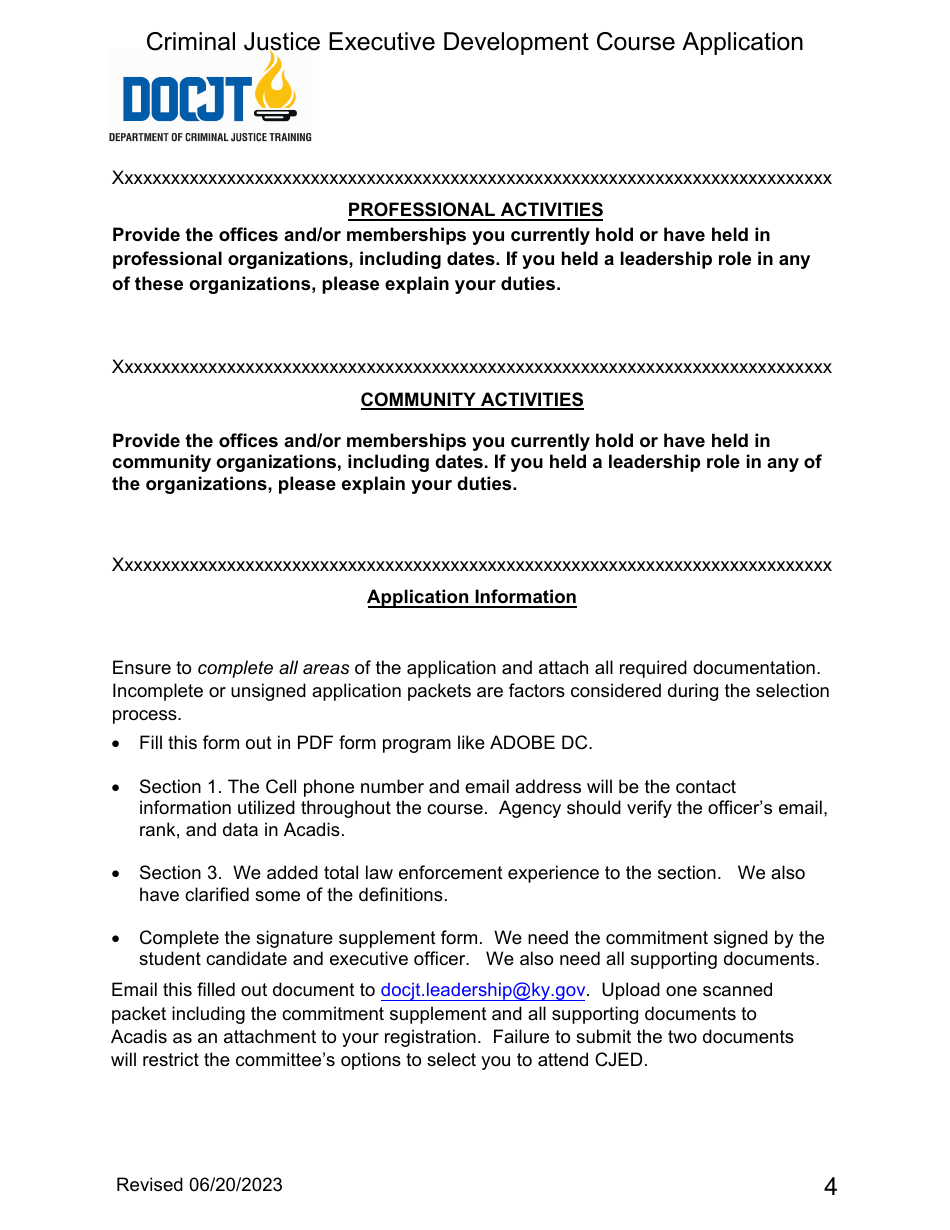 Criminal Justice Executive Development Course Application - Kentucky, Page 4