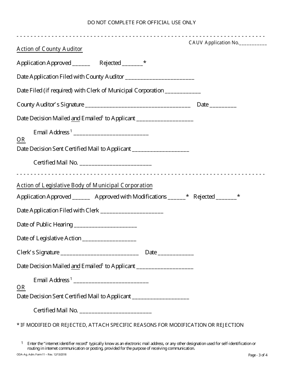 Form 11 Application for Placement of Farmland in an Agricultural District - Holmes County, Ohio, Page 3