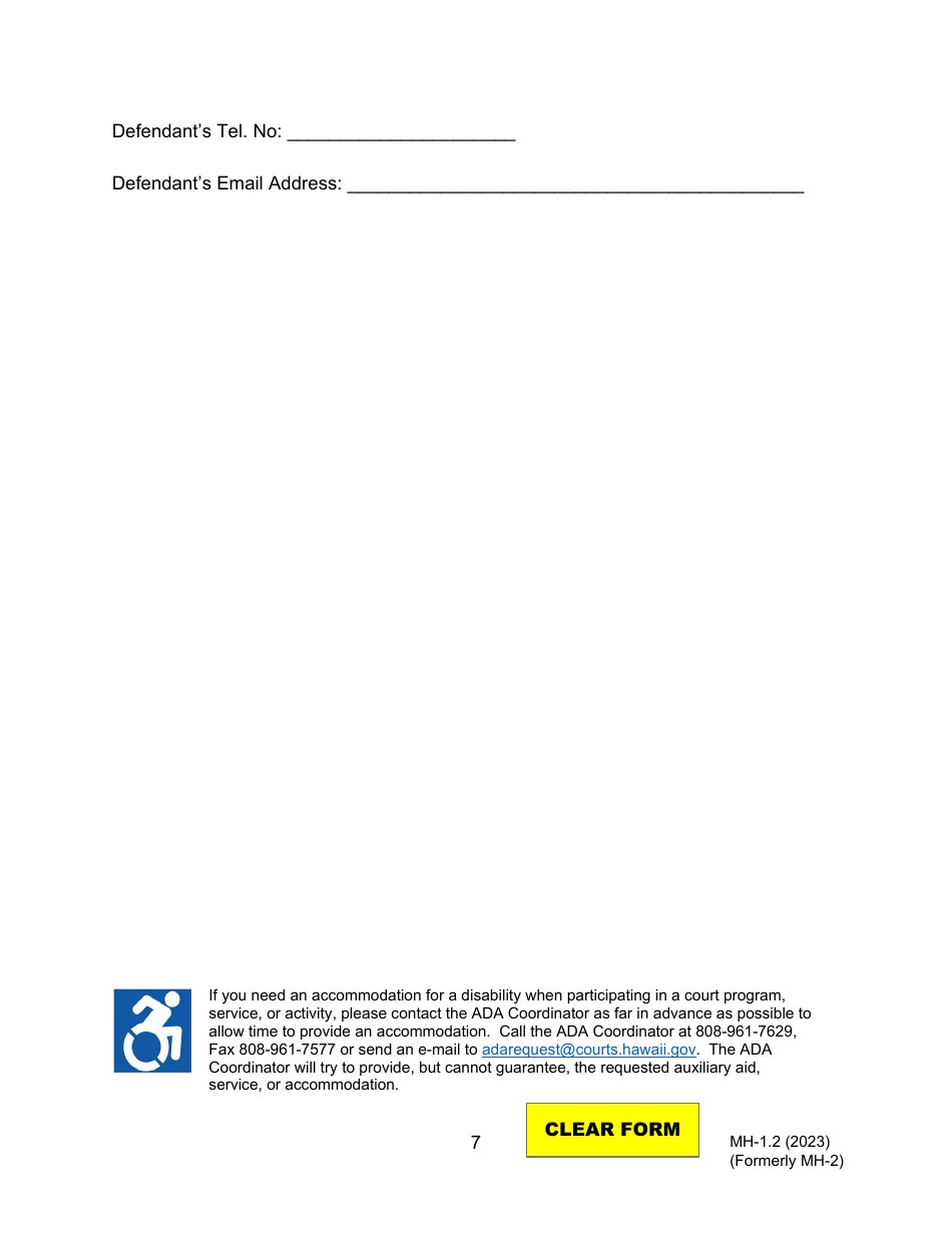 Form MH-1.2 (3C-P-506) Order Suspending Proceedings for Examination of Defendant as to Fitness to Proceed Pursuant to Hrs Chapter 704 and Order for Transport - Hawaii, Page 7