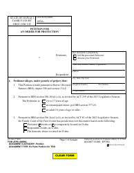 Document preview: Form 1F-P-752A Petition for an Order for Protection - Hawaii