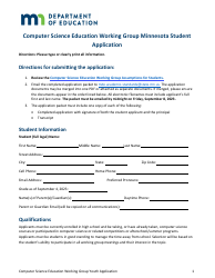 Document preview: Computer Science Education Working Group Minnesota Student Application - Minnesota