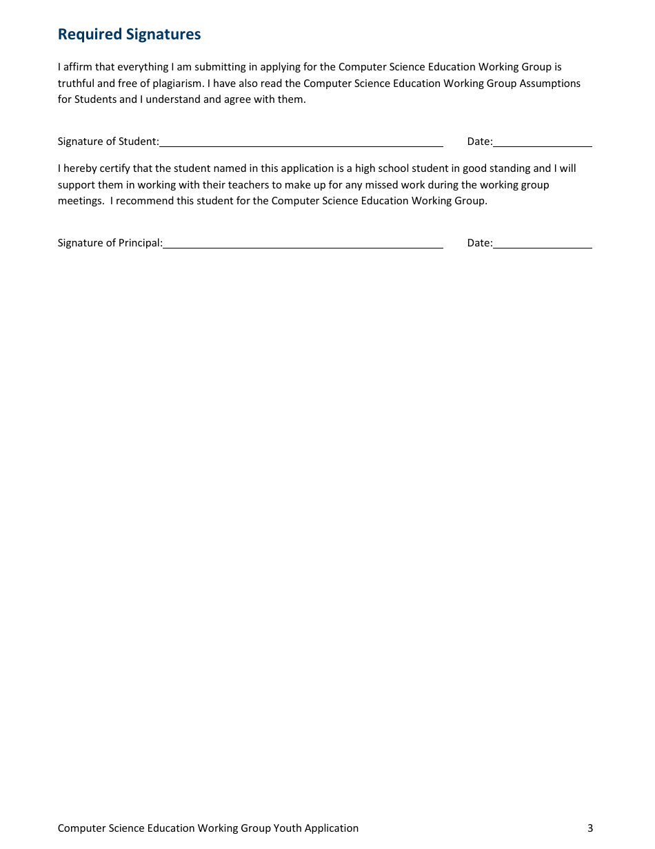 Computer Science Education Working Group Minnesota Student Application - Minnesota, Page 3