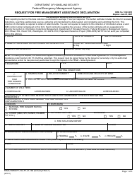 FEMA Form FF-104-FY-21-166 Request for Fire Management Assistance Declaration
