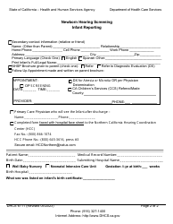 Form DHCS6111 (NSP100-1) Region A/B Newborn Hearing Screening Infant Reporting - California, Page 2