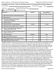 Document preview: Form MC5312 Drug Medi-Cal Service Claim for Reimbursement of County Administrative Expenses - California