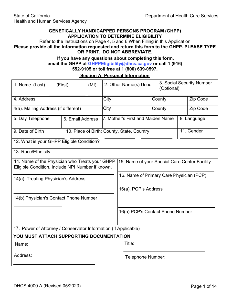 Form DHCS4000 A (DHCS4000 B) - Fill Out, Sign Online And Download ...