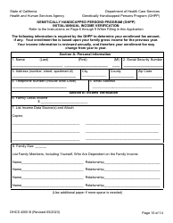Form DHCS4000 A (DHCS4000 B) Application to Determine Eligibility and Initial/Annual Income Verification - Genetically Handicapped Persons Program (Ghpp) - California, Page 10