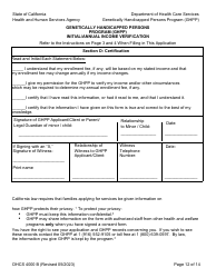 Form DHCS4000 A (DHCS4000 B) Application to Determine Eligibility and Initial/Annual Income Verification - Genetically Handicapped Persons Program (Ghpp) - California, Page 12