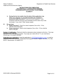 Form DHCS4000 A (DHCS4000 B) Application to Determine Eligibility and Initial/Annual Income Verification - Genetically Handicapped Persons Program (Ghpp) - California, Page 9