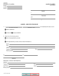 Form SJ-1272A Answer - Simplified Procedure (Jurisdiction 22) - Quebec, Canada, Page 2