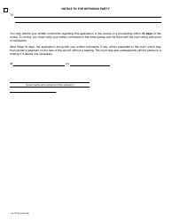 Form SJ-1275A Application in the Course of a Proceeding - Preliminary Exceptions and Incidental Applications - Quebec, Canada, Page 5