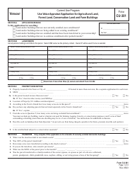 Form CU-301 Use Value Appraisal Application for Agricultural Land, Forest Land, Conservation Land and Farm - Current Use Program - Vermont