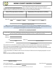 Application DOR Certified Copy of Birth Record - Mono County, California, Page 2