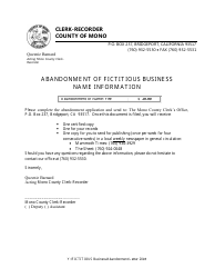 Form 2023 Fictitious Business Name Statement of Abandonment - Mono County, California