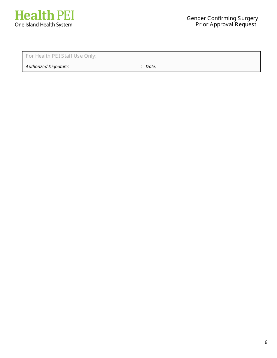Gender Confirming Surgery Prior Approval Request - Prince Edward Island, Canada, Page 6