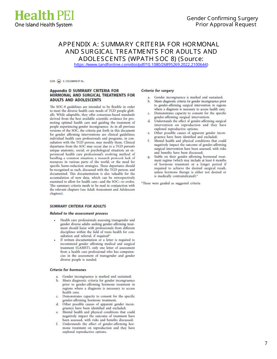 Gender Confirming Surgery Prior Approval Request - Prince Edward Island, Canada, Page 7