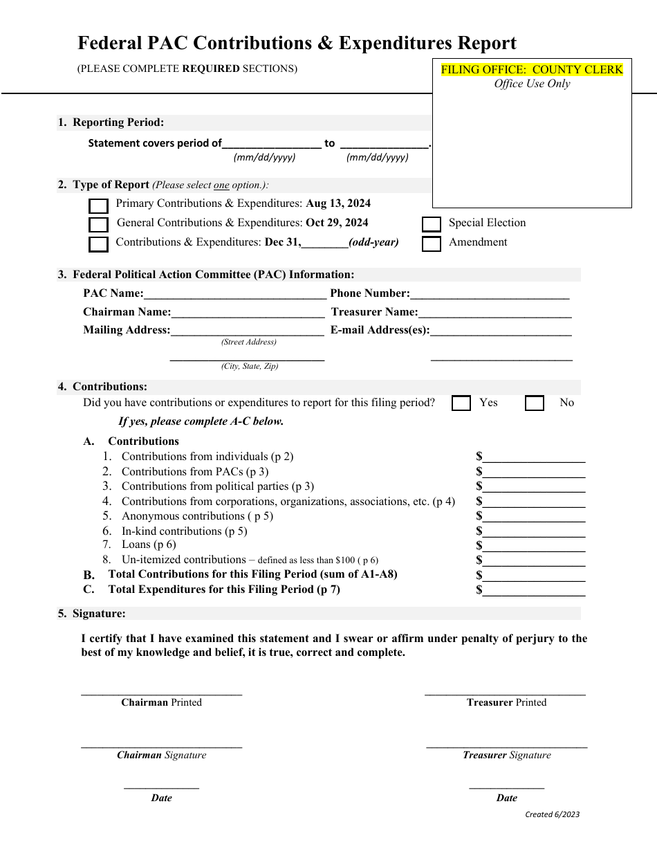 Federal Pac Contributions  Expenditures Report - County Clerk - Wyoming, Page 2