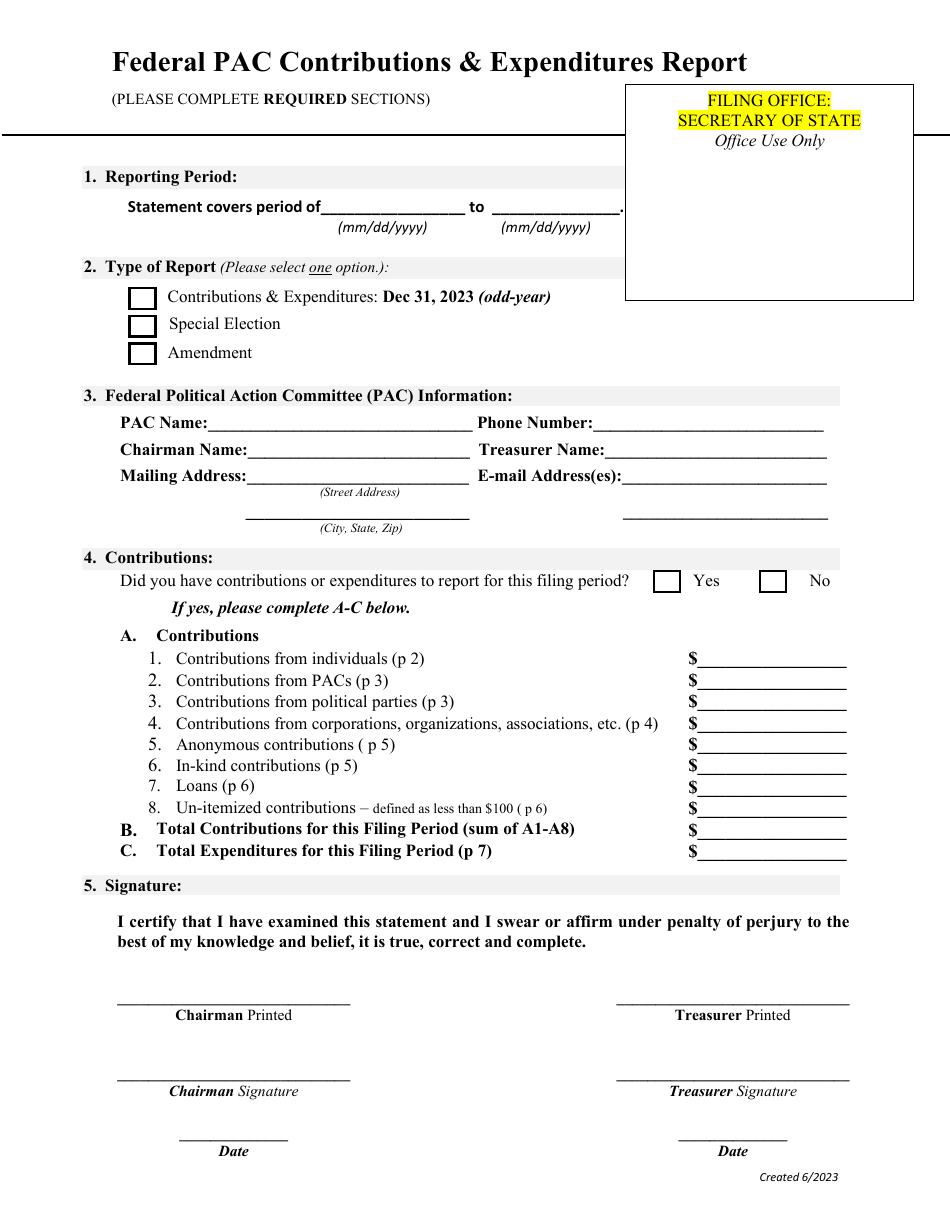 Federal Pac Contributions  Expenditures Report - Secretary of State - Wyoming, Page 2