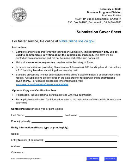 Form S&DC-INS  Printable Pdf