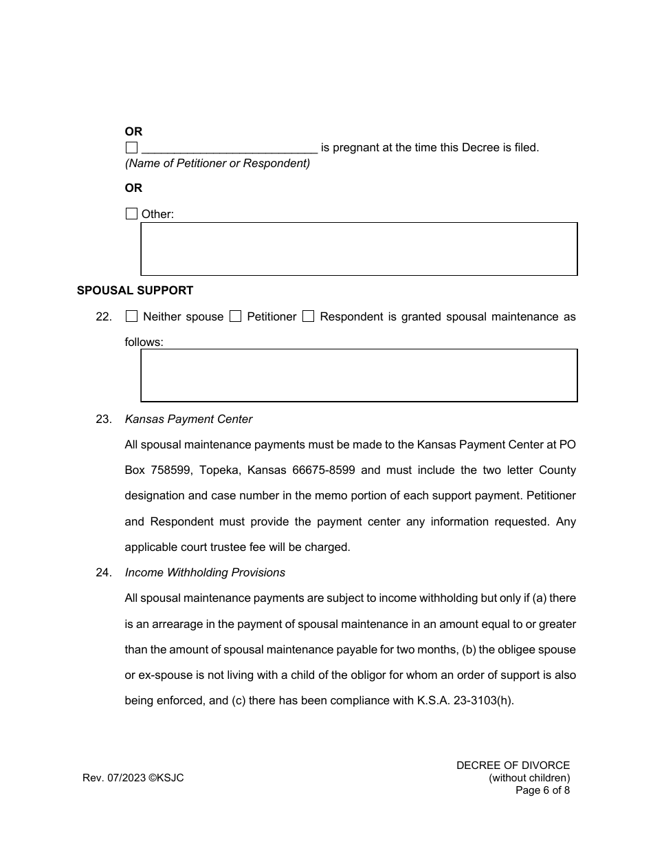 Decree of Divorce (Without Children) - Kansas, Page 6