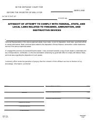 Document preview: Form RW1153 Affidavit of Attempt to Comply With Federal, State, and Local Laws Related to Firearms, Ammunition, and Destructive Devices - Maryland