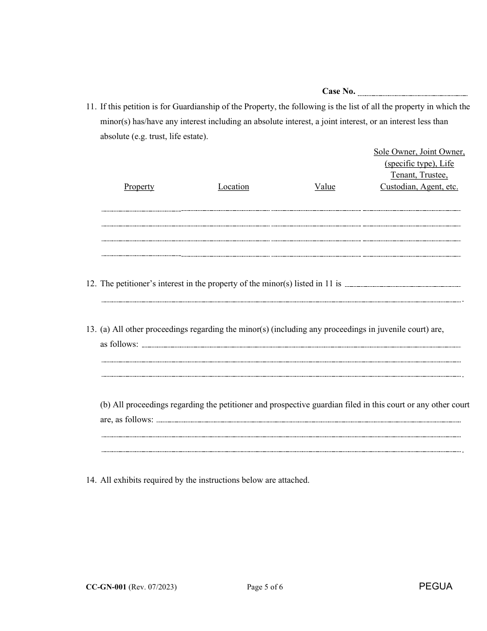 Form CC-GN-001 Petition for Guardianship of Minor - Maryland, Page 5
