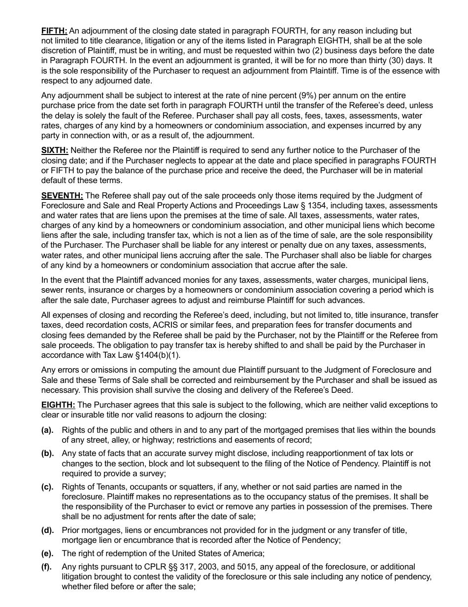 Terms of Sale - Remote Bidding Authorized - New York, Page 2