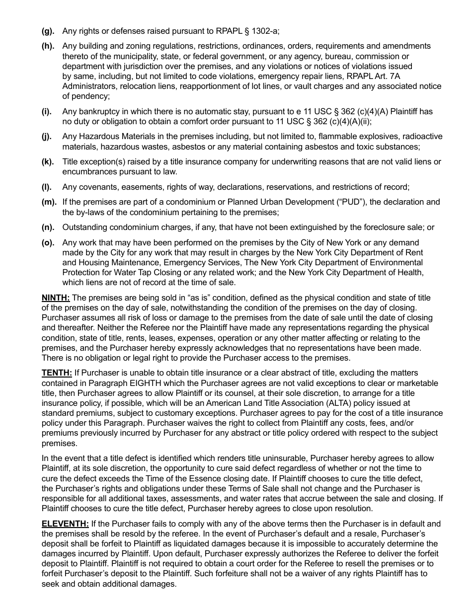 Terms of Sale - Remote Bidding Authorized - New York, Page 3