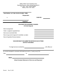 Voucher for Assigned Counsel (Criminal Appeal) - New York