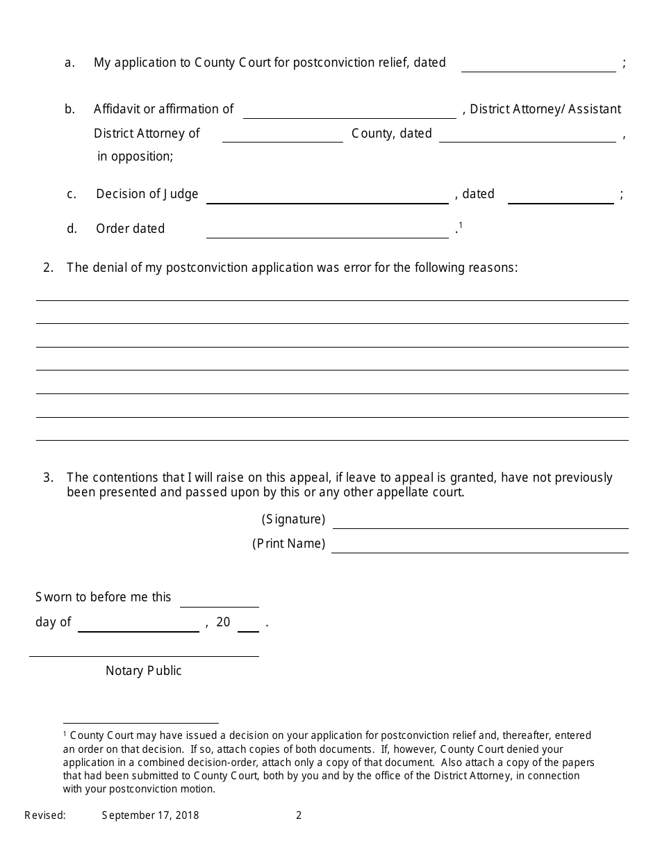 Notice of Application for Leave to Appeal Pursuant to Cpl 460.15 - New York, Page 2